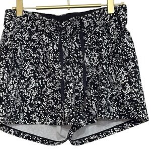Lululemon Shorts  Black White Floral Print Drawstring Women Size 4